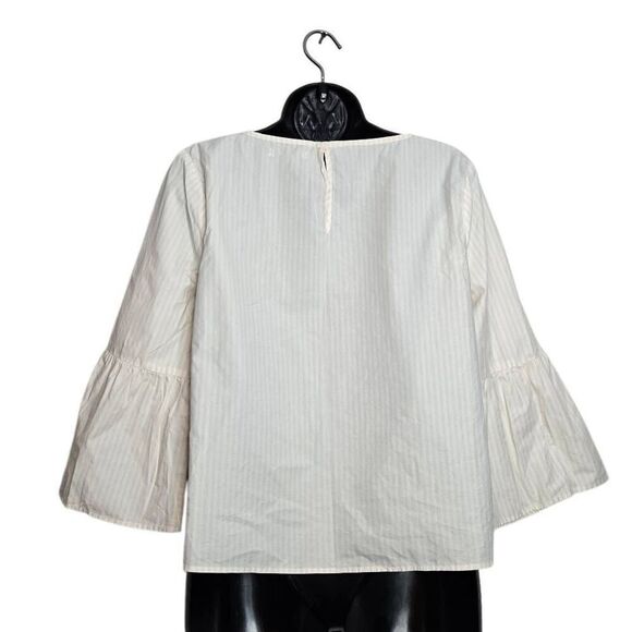 Madewell Blouse Women's Size Medium Bell Sleeve Stripe Popover Top - Picture 3 of 6